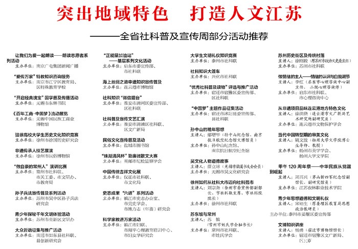热烈祝贺江苏省第十一届社会科学普及宣传周隆重举行