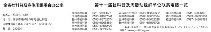 热烈祝贺江苏省第十一届社会科学普及宣传周隆重举行
